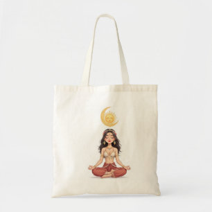 Sac à Tote en Toile Femme Méditante Bohème Céleste