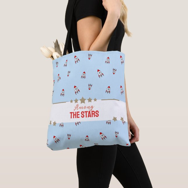 Sac à Tote Fusées Parmi les Étoiles (De près)