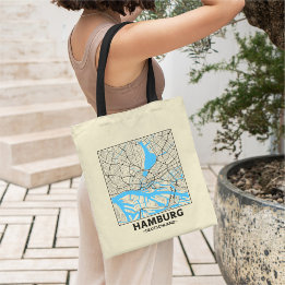Sac à Tote Plan de la Ville de Hambourg, Allemagne