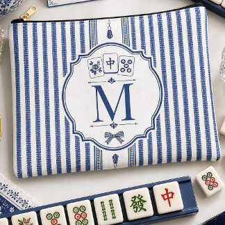 Sac à tuiles de Mahjong en seersucker Navy personn