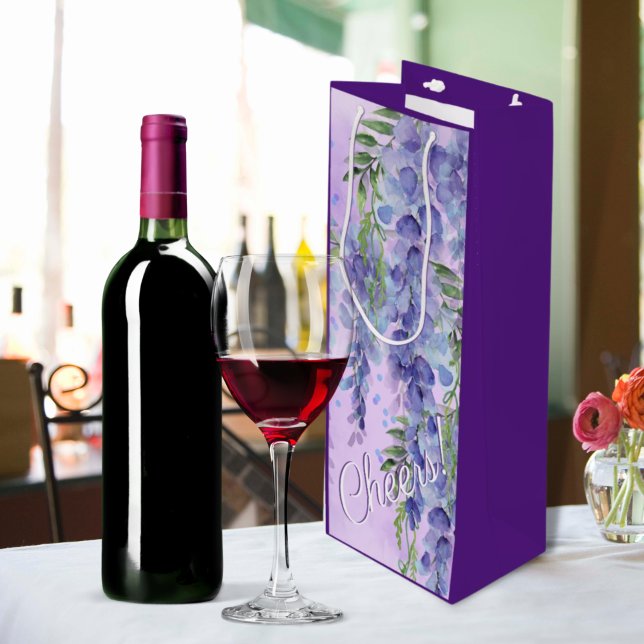 Sac à vin d'aquarelle florale pourpre (Créateur téléchargé)