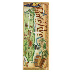 Sac à vin de carte Porto Rico Vintage coloré