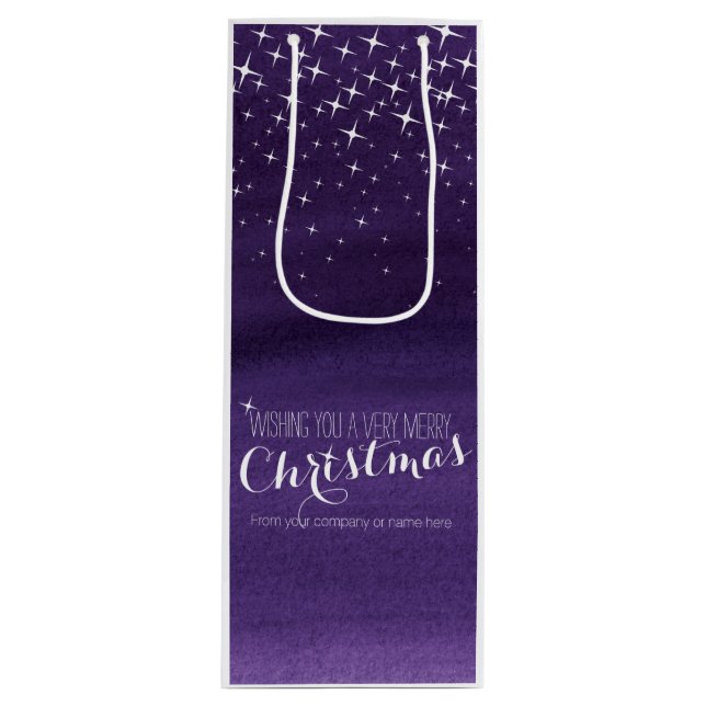 Sac à vin de Noël à l'aquarelle étoilée (Devant)