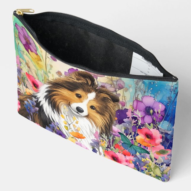 Sac Accessoire Grand - Sheltie Sable JARDIN ZEN (Ouvrir)