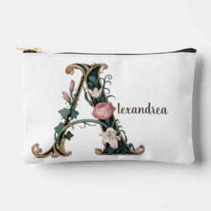 Sac Accessoires Art Nouveau Lettre A Noir et Rose