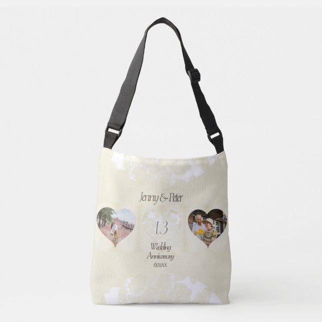 Sac Ajustable 13e anniversaire Mariage    HeartCrossbo semblable (Devant)