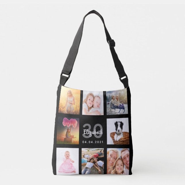 Sac Ajustable 30e anniversaire noir photo collage (Devant)