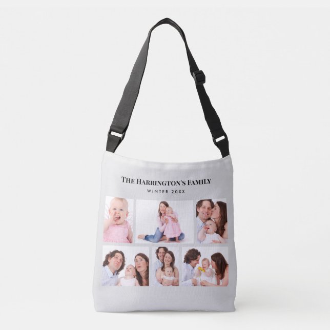Sac Ajustable 6 sections Photo personnalisée Cadres gris minimal (Devant)
