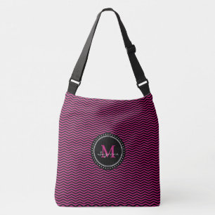 Sac Ajustable Abrégé sur rose Chevron   noir de monogramme