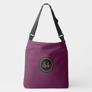 Sac Ajustable Abrégé sur rose Chevron | noir de monogramme