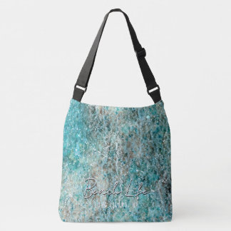 Sac Ajustable Abstrait Aqua Flourish Aquarelle avec texte person
