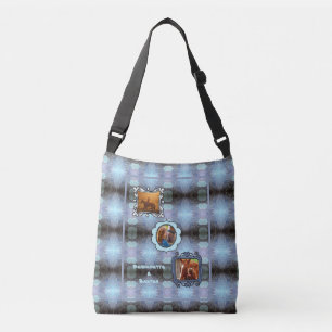 Sac Ajustable Abstrait Blue 3 Photo Horse Pet Collage et nom