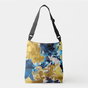 Sac Ajustable Abstrait, moderne, collage, or, bleu marine