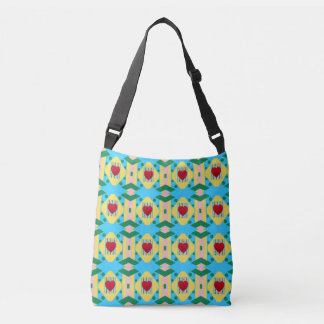 Sac Ajustable Abstrait Motif bleu et jaune avec Coeurs