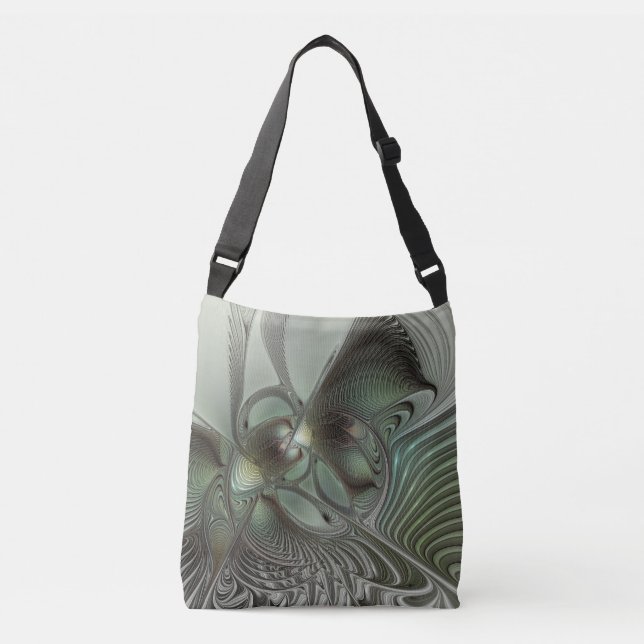 Sac Ajustable Abstrait Olive Sage Green Grey Fractal Art Imagina (Devant)