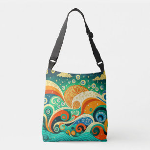 Sac Ajustable Abstrait rétro coloré les années 70 hippie Waves A