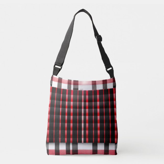 Sac Ajustable Abstraite Rouge Noir Plaid Collection moderne (Devant)