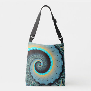 Sac Ajustable Abstraite spirale d'art fractal bleu turquoise ora