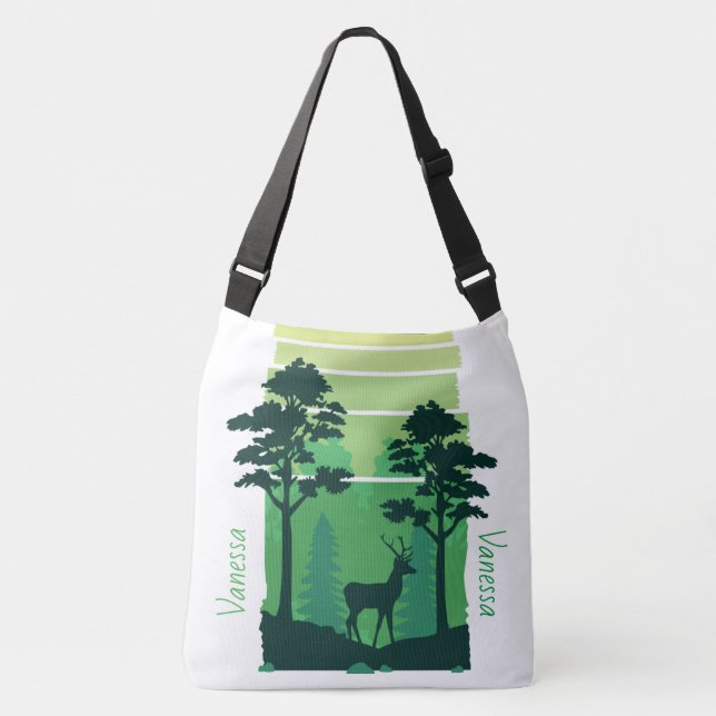 Sac Ajustable Adorables Cerf Dans Forêt Verte Custom (Devant)