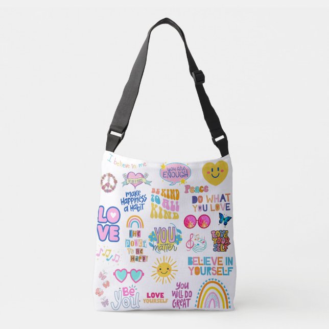 SAC AJUSTABLE AFFIRMATIONS KINDNESS CROSSBODY BAG (Devant)