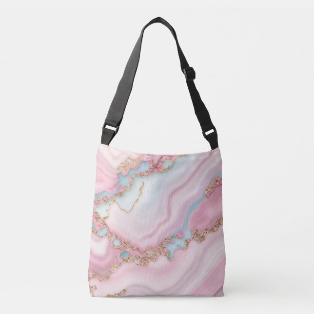 Sac Ajustable Agate Marble Moderne Blue Rose Gold Collection (Devant)