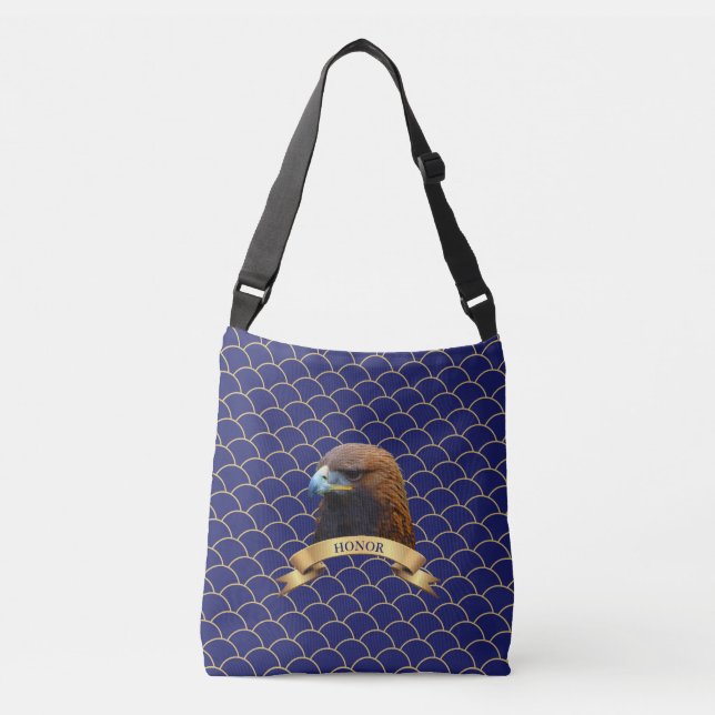 Sac Ajustable Aigle doré et ruban sur des cercles bleus sans cou (Devant)