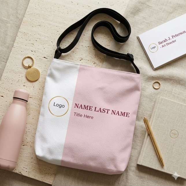 Sac Ajustable Ajouter un logo rose blush simple Nom Titre (Créateur téléchargé)