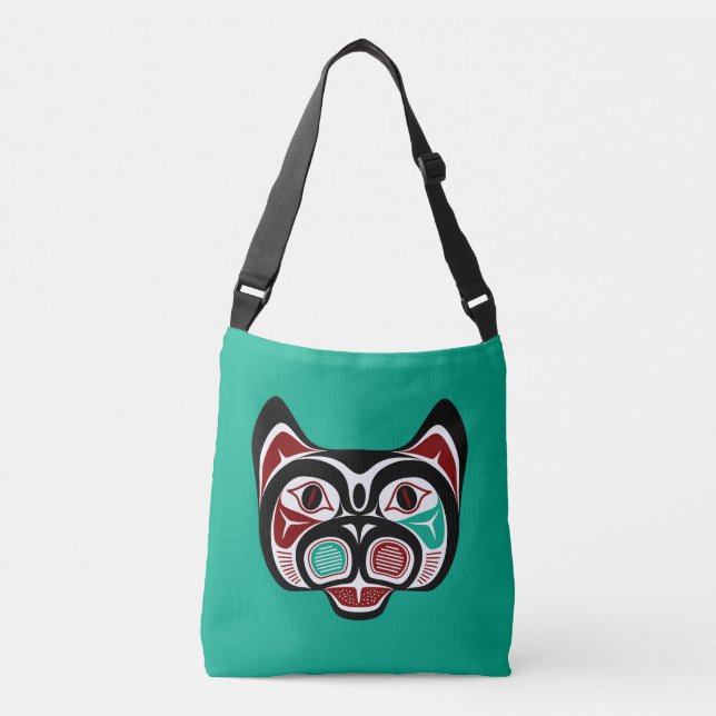 Sac Ajustable Amérindien Rouge Blanc Noir Haida Kitty (Devant)