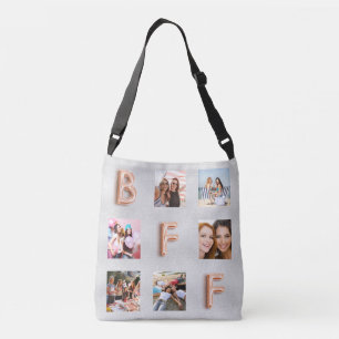 Sac Ajustable Amis BFF argent rose or photo collage
