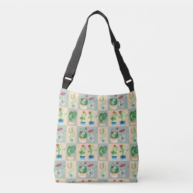 Sac Ajustable amour cactus - aquarelle (Devant)
