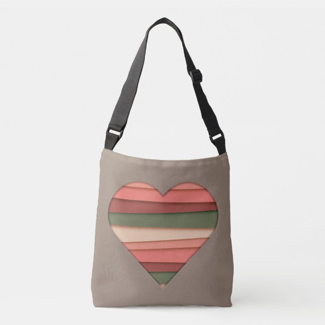 Sac Ajustable Amour du coeur rayé Saint-Valentin (Devant)