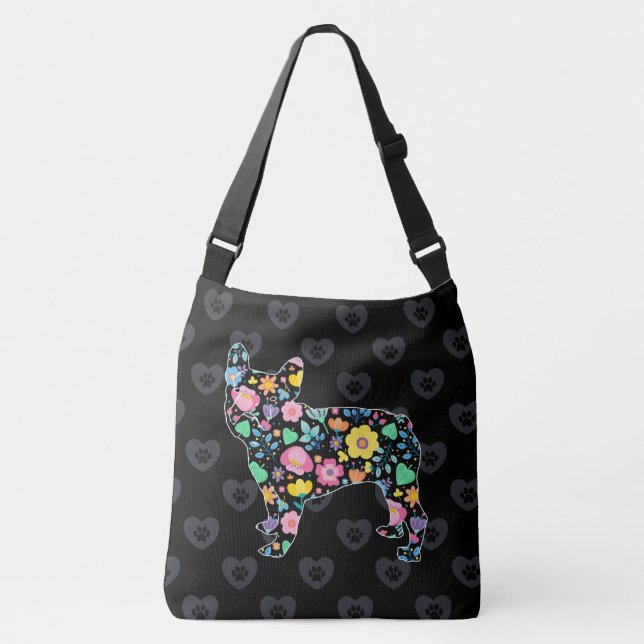 Sac Ajustable Amour mignon ma conception florale de bouledogue (Devant)