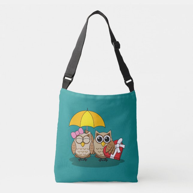 Sac Ajustable Amoureux de hiboux mignons avec parapluie et boîte (Devant)