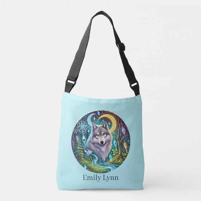 Sac Ajustable Amoureux de loups mignons ajoutez nom (Devant)