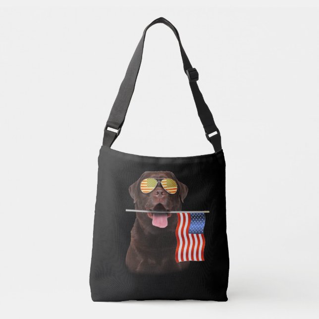 Sac Ajustable Amoureux des chiens | Chocolat Labrador USA Americ (Devant)