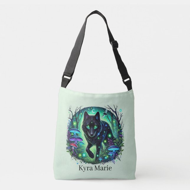 Sac Ajustable Amoureux des loups mignons ajoutent un nom  (Devant)