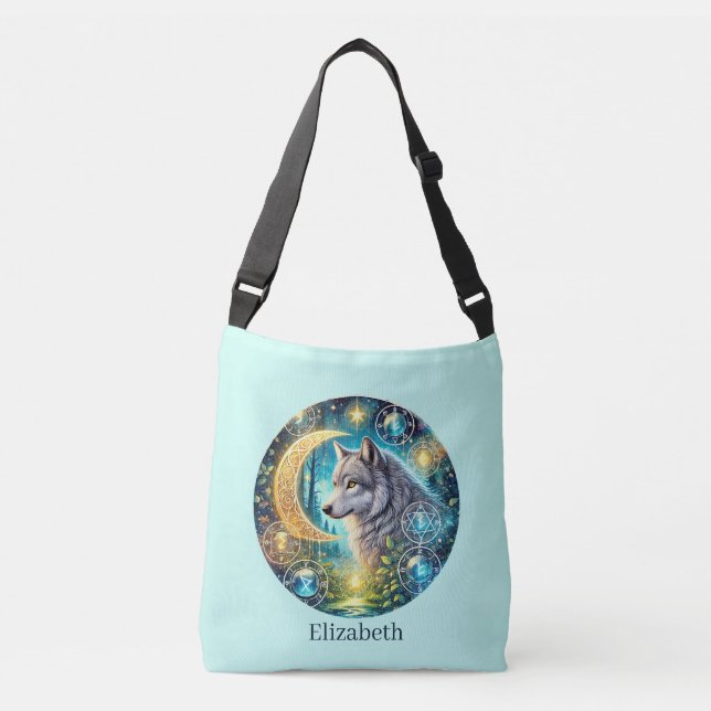 Sac Ajustable Amoureux des loups mignons ajoutez nom  (Devant)