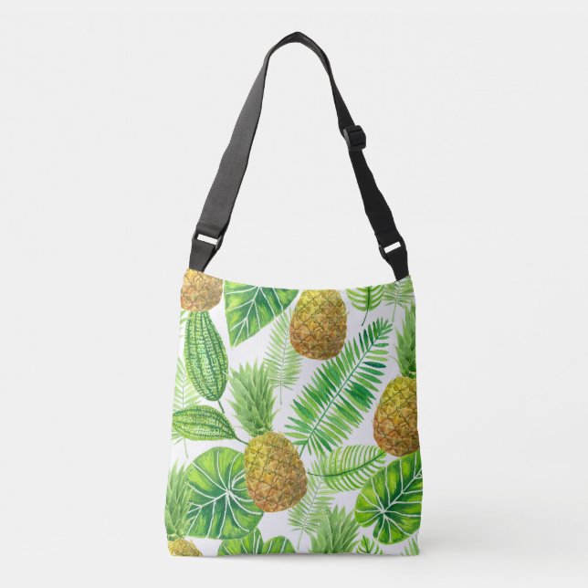 Sac Ajustable Ananas et feuilles tropicaux (Devant)