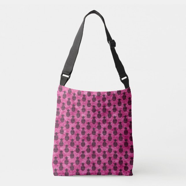 Sac Ajustable Ananas rose et noir Été tropical (Devant)