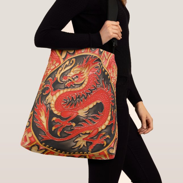 Sac Ajustable Ancien Dragon chinois traditionnel Rouge Or Or (De près)