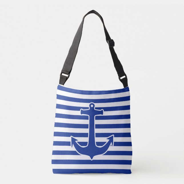 Sac Ajustable Ancre bleu / Contour blanc + vos idées (Devant)