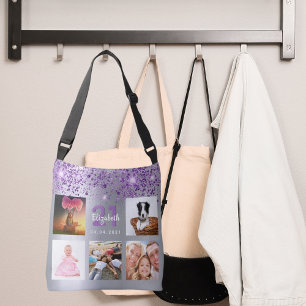 Sac Ajustable Anniversaire argent violet parties scintillant pho