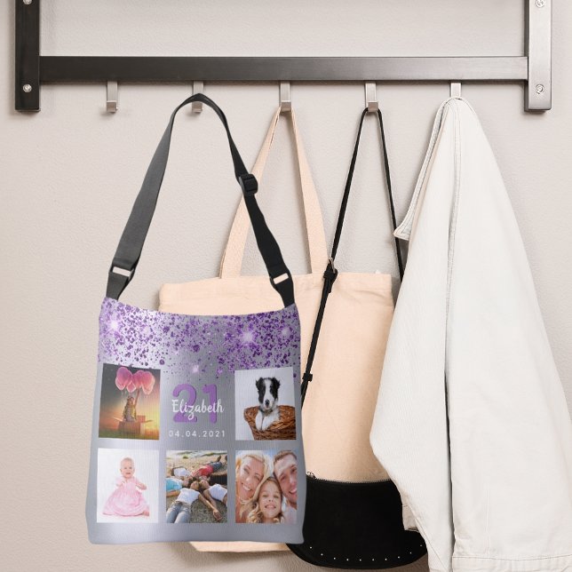 Sac Ajustable Anniversaire argent violet parties scintillant pho (Créateur téléchargé)