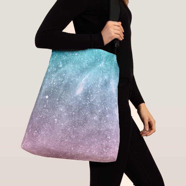Sac Ajustable Aqua blue Pink ombre mer galaxie abstraite (De près)