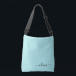 Sac Ajustable Aqua Blue Turquoise Girl Script Monogramme Nom Mod<br><div class="desc">Aqua Blue Turquoise anniversaire,  baby shower ou cadeau de fête de bachelorette pour quelqu'un qui aime le luxe glam et les styles chic.</div>