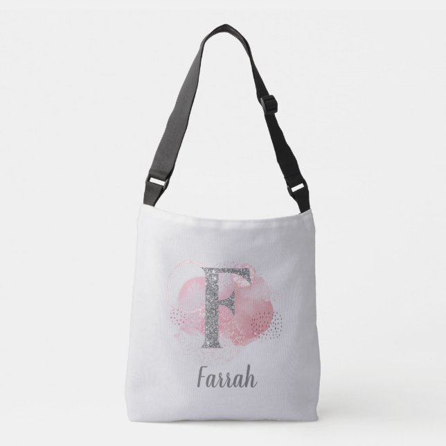 Sac Ajustable Aquarelle Abstraite et Parties scintillant lettre  (Devant)