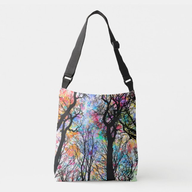 Sac Ajustable Aquarelle arc-en-ciel, silhouettes noires (Devant)