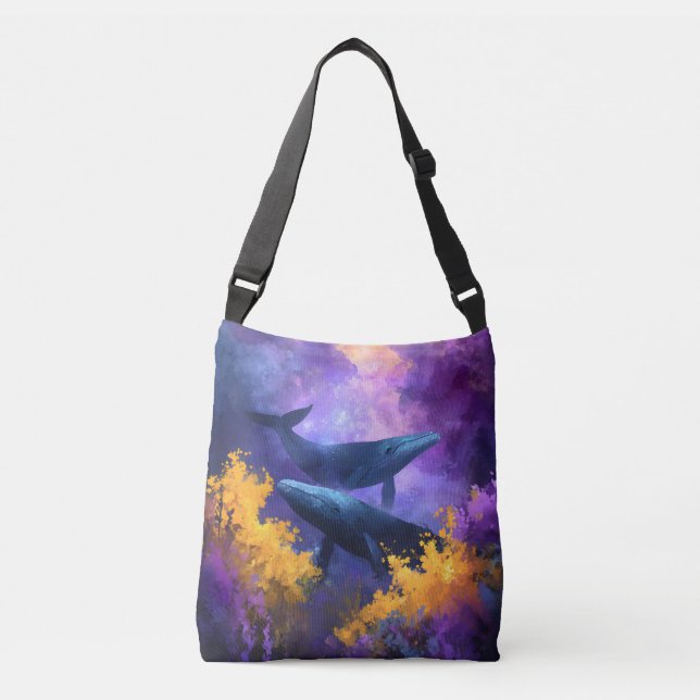 Sac Ajustable Aquarelle Baleines Jardin Océan Abstrait (Devant)