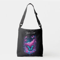 aquarelle bleu violet nuage rose papillons chic