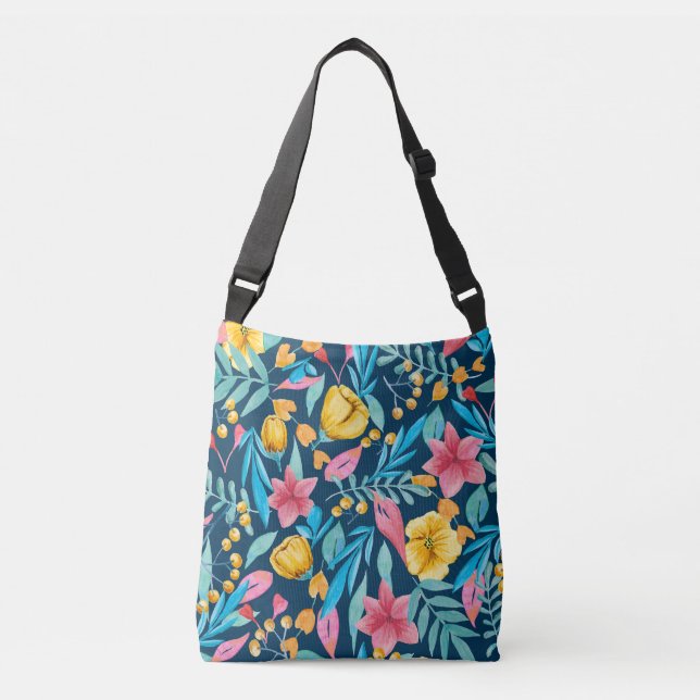 Sac Ajustable Aquarelle botanique : fleurs, ornement feuille. (Devant)